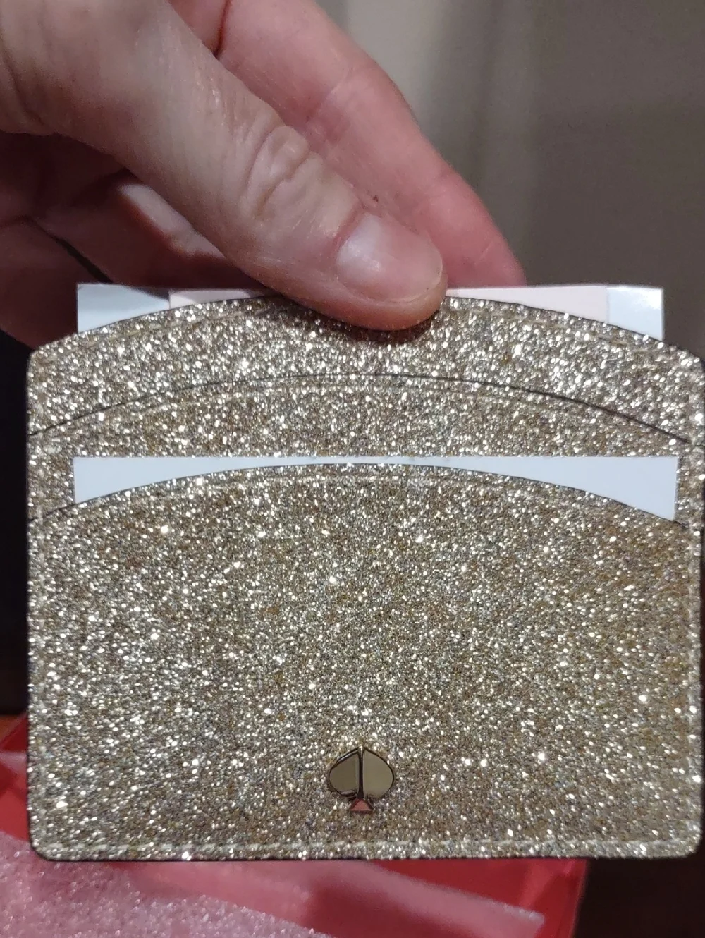 Kate Spade Gold Glitter Credit Card Holder New In box